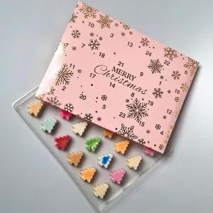 Caja de <span class=keywords><strong>Calendario</strong></span> de <span class=keywords><strong>Adviento</strong></span> Navideño Ecológica con Grabado Dorado Personalizado, Bandeja de 24 Cavidades para Ceras Aromáticas con Diseño de Árbol de Navidad - Product Image 4