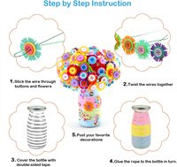 Perlengkapan Pesta Unik Buket Bunga Lucu Dengan Kancing dan Bunga Felt DIY Vas Kerajinan Bunga untuk Anak-Anak