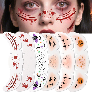 6 Pezzi Tatuaggi Temporanei per il Viso a Tema Halloween con Zucche, Pipistrelli, Ragni, Accessori per Adulti e Bambini - Product Image 2