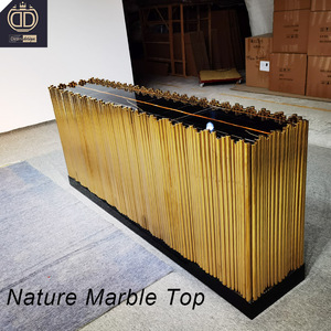Aparador de Comedor de Mármol y Acero Inoxidable Symphony, Estilo Italiano, Gabinetes Laterales de Lujo Modernos en Dorado - Product Image 4