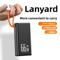 Banque d'alimentation KP303 27000mAh avec lumière, sortie totale 66W, 5 ports, PD 20W + QC 22.5W, certifiée 3C, polymère lithium, pour les voyages et le camping