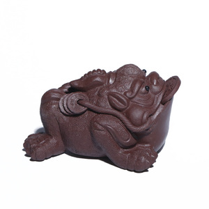 Yixing Purple Clay Tea <b>Pet</b> Three Legged Toad Handmade Ceramic Tea Accessory For Kung Fu Tea Set Gift - Product Image 5
