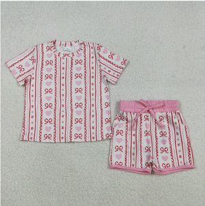 Holiday Girls GSSO2738 Conjunto de ropa para el día de San Valentín con lazo y corazones con estampado rosa para niñas - Product Image 2