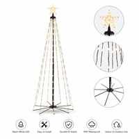 Sapin de Noël pliable avec lumières LED et étoile décorative, décoration festive intérieure et extérieure pour la maison et le jardin