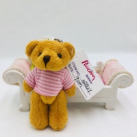 Porte-clés en peluche personnalisé d'usine, jouets en peluche animaux mignons, mini-ours avec t-shirt, porte-clés en peluche, jouets, poupée en peluche, décoration pour sac