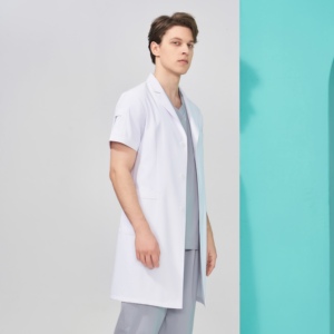 Set Uniforme da Medico a <span class=keywords><strong>Maniche</strong></span> <span class=keywords><strong>Corte</strong></span> in Cotone-Poliestere Bianco per <span class=keywords><strong>Uomo</strong></span>, <span class=keywords><strong>Camice</strong></span> Ospedaliero Durevole con Logo Personalizzato - Product Image 5