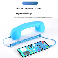 Earphone Mikrofon Handset Ponsel, Earphone Handset Gaya Telepon Retro, Tipe Universal
