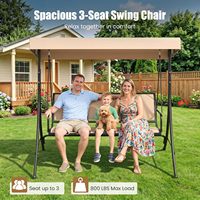 Balançoire de véranda pour 3 personnes, balançoire de patio avec auvent réglable, balançoire d'extérieur pour véranda, jardin, cour arrière, bord de piscine