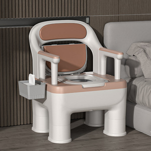 Chaise de toilette portable pour adultes et personnes âgées, toilettes d'intérieur avec couvercle à fermeture lente et patins antidérapants - Product Image 3