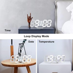 3D LED <b>Wall</b> <b>Digital</b> <b>Clock</b> Time Calendar Thermometer Display Electronic Modern Stylish Desktop <b>Clock</b> - Product Image 3