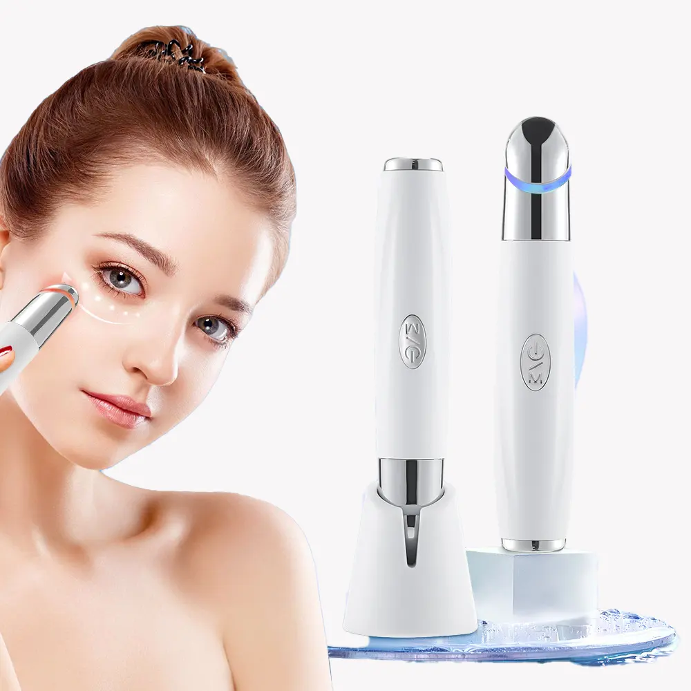 Heizung Reduzieren Sie Augen falten Lifting Hautpflege Massage Rot Blau Licht Augen Beauty Equipment Anti Aging Eye Beauty Massager Zauberstab