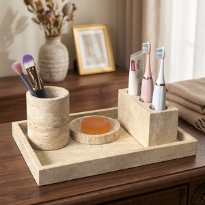 Bandeja de Piedra Tallada y Pulida de 30x20cm, de un Solo Nivel, Moderna, Multifuncional, Duradera y Fácil de Limpiar, para Alimentos, de Furbish Home Decor - Product Image 4