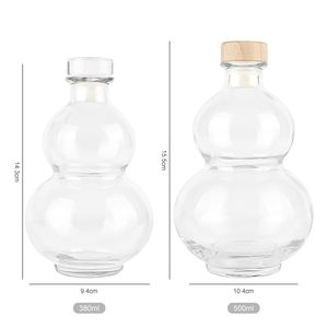 250ml 380 500 Bouteilles en verre transparentes en forme de <span class=keywords><strong>gourde</strong></span> pour liqueur Brandy Vodka Tequila avec liège - Product Image 6