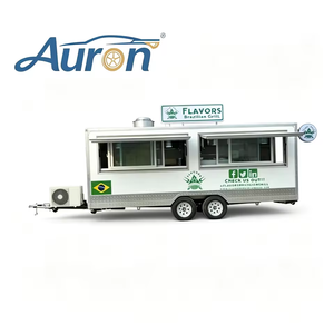 Camion de restauration Auron 4,8 m en acier inoxydable avec remorque à essieu unique, plaque chauffante et alimentation intégrée pour la vente de glaces et de restauration rapide en extérieur - Product Image 1