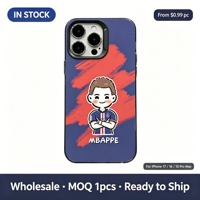 Coque Souple Transparente en TPU Motif Dessin Animé Football Star Bleu Rouge, Housse de Téléphone Tendance Antichoc pour iPhone 17 16 15 14 13 Pro Max