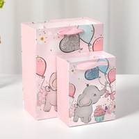 Özel tasarım şerit kolu küçük teşekkür ederim parti ambalaj pembe lüks butik hediye Kraft kağıt Merry noel hediyesi çantası