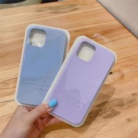 Vente Chaude Personnalisée Coque de Téléphone en Silicone Liquide Couleur Unie avec Emballage Boîte pour iPhone 16 15 14 13 Pro Max, Housse de Protection Antichoc