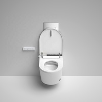 WC intelligent mural allongé de luxe avec réservoir encastré, bidet intelligent, capteur WC, pré-brumisation, ouverture et fermeture automatiques
