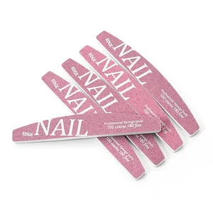 Limas de uñas de media luna con logotipo personalizado, bloque de lijado de búfer de doble cara Rosa grueso 100/180 <span class=keywords><strong>para</strong></span> moler uñas de los dedos, <span class=keywords><strong>esmeril</strong></span> hecho - Product Image 1