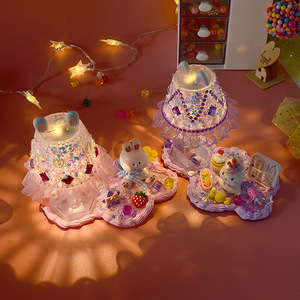 Kit de manualidades de lámpara de cristal DIY para niños, luz nocturna creativa con pegamento de mantequilla para niñas, LED USB, forma de tulipán colorido, botón manual - Product Image 3