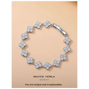 <span class=keywords><strong>Versa</strong></span> Sakura nouveau produit trèfle à quatre feuilles pierre précieuse zircon <span class=keywords><strong>bracelet</strong></span> à breloques plaqué or 16K micro-incrusté couleur forte à la mode - Product Image 6