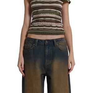 กางเกงยีนส์เดนิมทรงหลวมคุณภาพสูงสำหรับผู้หญิง ล้างแบบ Monkey Wash ทรงขากว้าง สไตล์วินเทจสุดพิเศษ - Product Image 4