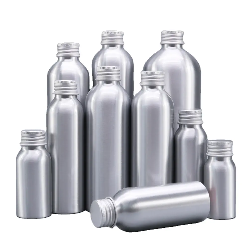 Leeres Aluminium in Lebensmittel qualität 150ml 200ml 250ml 500ml Schraub verschluss Metall chemische Aluminium flasche