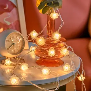 Rose String Lights Battery Operated Valentine's Day Artificial Flower Indoor Our For Christmas Home Decoration