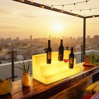Meuble de présentation lumineux en bambou pour bar à vin, bar à bière, KTV, avec cloison rouge, éclairage LED, recharge et glaçons