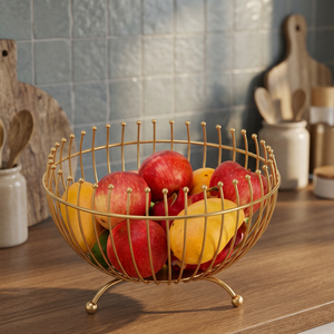 Corbeille à fruits ronde moderne en métal, support de rangement de cuisine durable à un seul niveau - Product Image 3