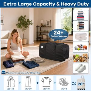 Sacs de déménagement extra-larges robustes avec roulettes, pliables, 92L, sacs de transport à roulettes pour le voyage, l'emballage ou le stockage - Product Image 4