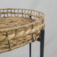 Table d'extérieur pliable, table de toilette tissée, forme ronde