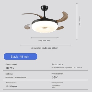 Nordic Cream 42 pouces moderne LED ventilateur électrique lampe USB/gaz Accueil Conversion de fréquence ventilateur de plafond Invisible pour salon - Product Image 1