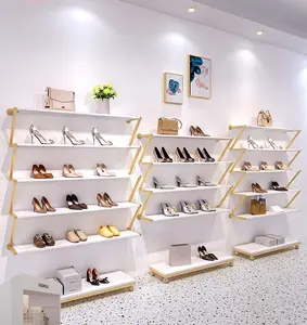 Boutique Clothing Shop Display Shoe Rack Stand Shelves Wall Mounted Shoe Racks For Store Display