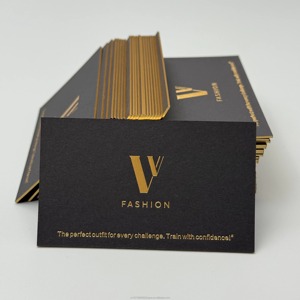 Customized Black Business <b>Cards</b> Gold Foil Edging <b>Embossed</b> Logo Intaglio Printing Hot Stamping Process Free Design Cardboard - Product Image 4