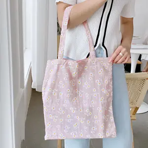 Borsa shopper in tela con logo personalizzato borsa tote in cotone rosa all'ingrosso