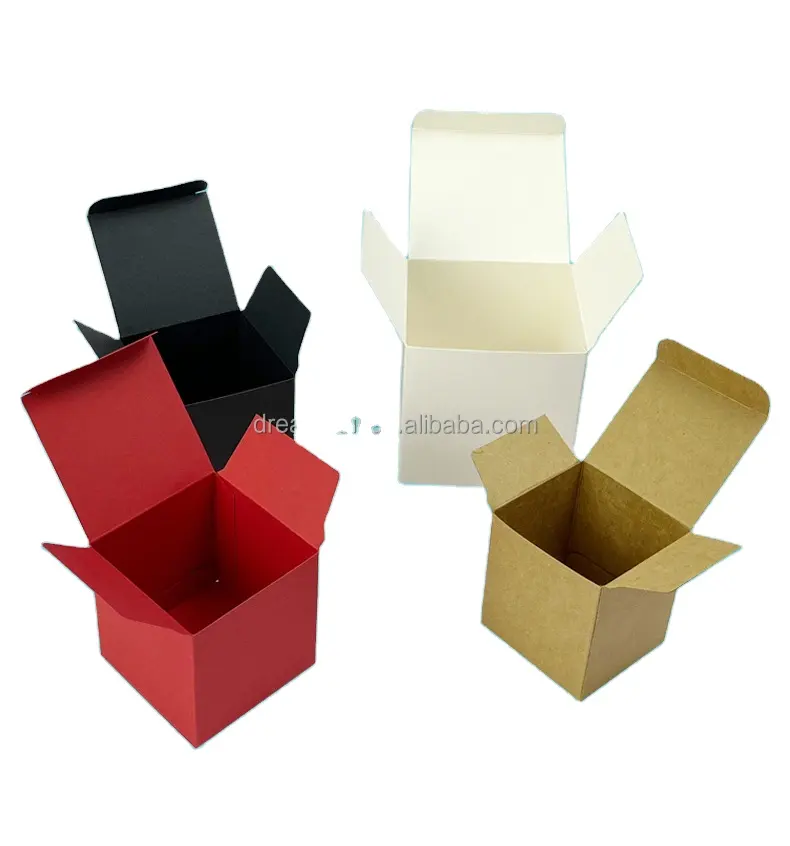 Caja de embalaje de color rojo blanco y negro plegable al por mayor para tarro de vela y botella de perfume
