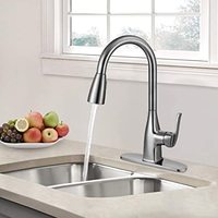 Robinet de cuisine économique, durable et moderne à poignée unique en laiton et acier inoxydable 304, avec douchette extractible pour eau chaude et froide