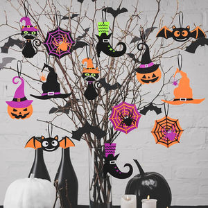 18 piezas de adornos colgantes de fieltro de Halloween, decoración colgante de puerta de fieltro de feliz Halloween para decoración de fiesta de Halloween - Product Image 3