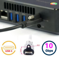 Kabel USB 3.1 C 10Gbps Panel Mount dengan Pelindung Jalinan Tipe-A Male ke Kabel USB Tipe-C 3.0 Pengunci Sekrup untuk Kamera Industri