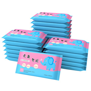 Toallitas húmedas para bebés Tianzhen Beibi, paquete de 10 toallitas portátiles para manos y boca, tipo extraíble para bebés y niños - Product Image 1