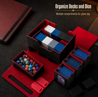 Boîte de rangement pour cartes TCG grande capacité en cuir PU, boîte de deck Commander avec 6 étuis à fenêtre amovibles, plateau à dés et poignée de transport