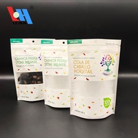Sacs en papier kraft brun personnalisés avec pochettes debout à fenêtre translucide pour emballage d'aliments secs pour café pain bonbons