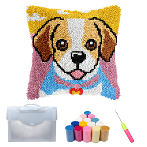 Puppy Custom Pattern DIY Latch Hook Pillow Kit Handmade Home Decor Yarn Decoration Craft Gift Textile & Fabric Crafts