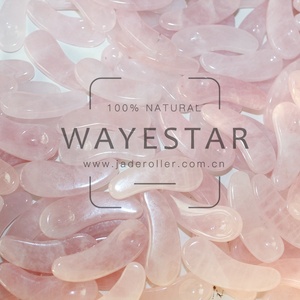 Gua Sha-mascarilla Facial de cuarzo rosa Natural, espátula, cuchara pequeña, crema de masaje para los ojos, Sick para el cuidado de la piel, masaje de raspado rosa - Product Image 5