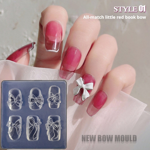 Moule à ongles en silicone 3D en forme de nœud, moule de sculpture pour bonbons, pour le remplissage de vernis gel et la décoration d'ongles - Product Image 5