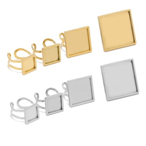 Квадратное круглое Открытое кольцо Кабошон Камея пустая подставка базовые настройки для самодельных колец Изготовление ювелирных изделий фурнитура - Product Image 5