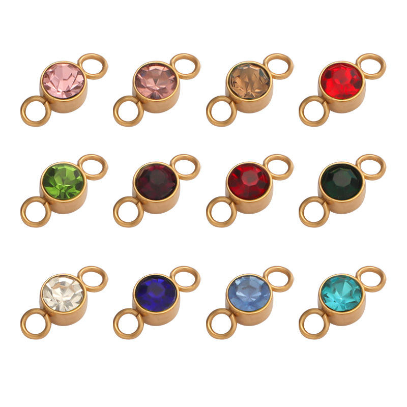 Wholesale Stainless Steel Colorful 12 Birthstone Charms Double