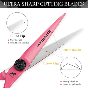 Tijeras de Peluquería Profesionales de 6.0 Pulgadas, Color Rojo Rosa, Acero JP440C, Diseño Moderno, Alta Calidad, HS-970 - Product Image 5