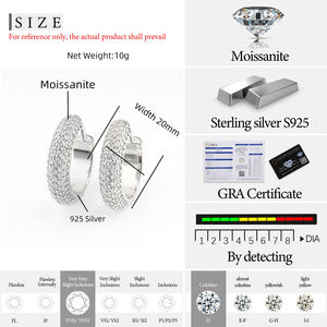 היפ הופ 925 סטרלינג כסף <span class=keywords><strong>moissanite</strong></span> עגיל כיתה גבוהה מעוף את עגילי vs <span class=keywords><strong>moissanite</strong></span> עגילים לגברים נשים - Product Image 5